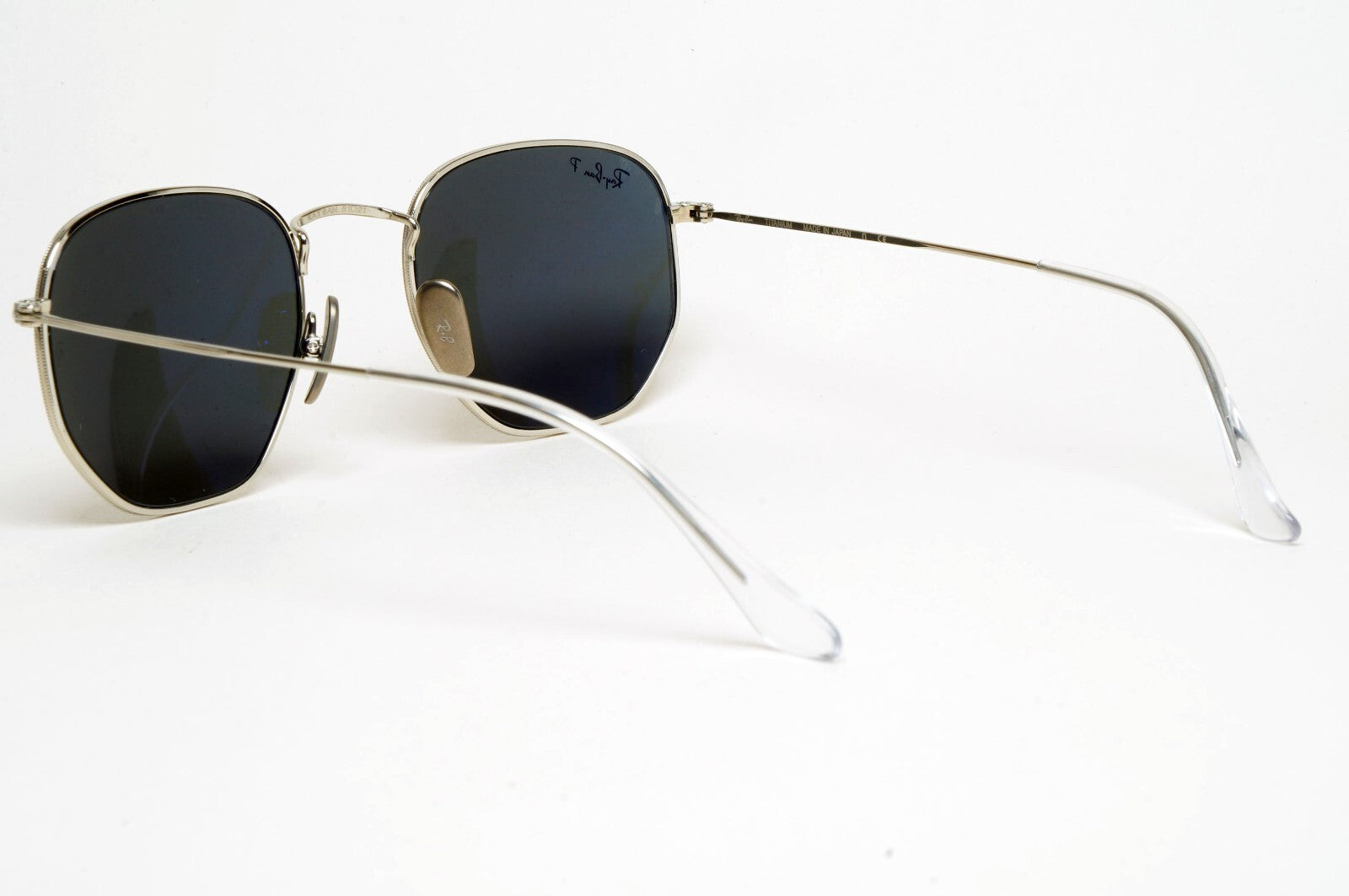 Ray-Ban Sunglasses Hexagonal Titanium Polarised Silver Black RB 8148 9209/48 51m