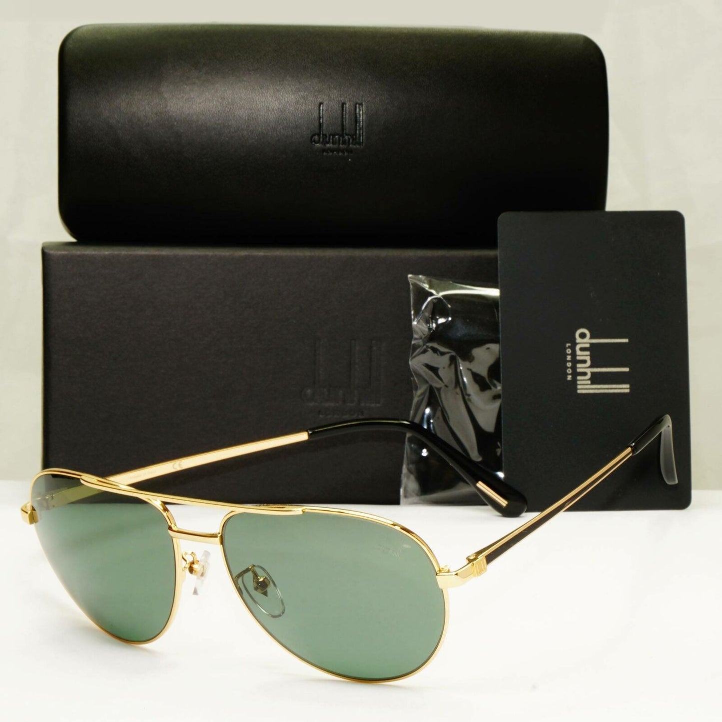 Authentic Dunhill Polarized Gold Metal Pilot Green Mens Sunglasses SDH 193 300P
