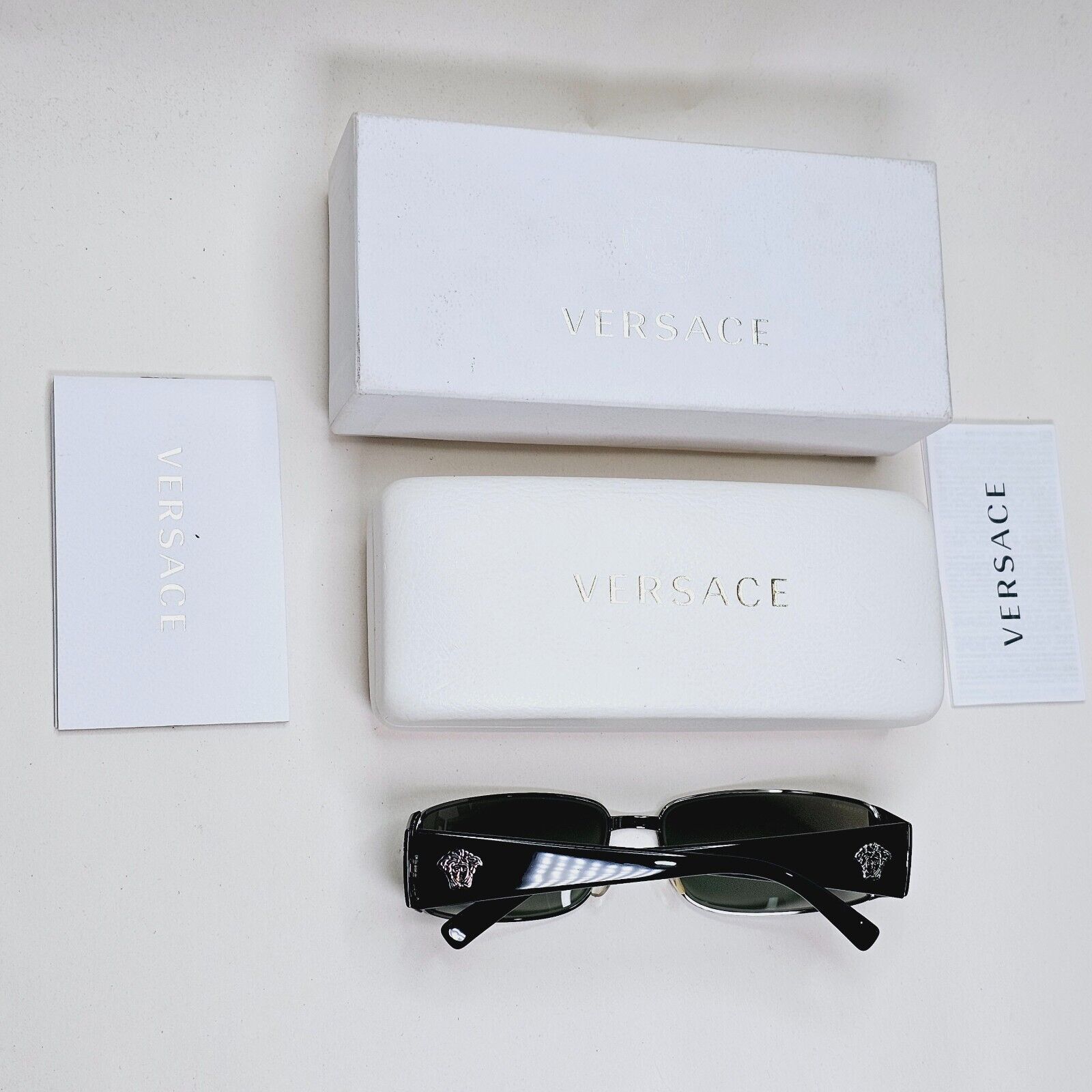 Versace Sunglasses 2003 Vintage Black Grey Rectangle MOD 2021 1001/11 311024