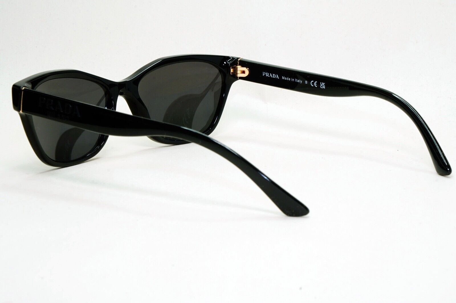 Prada Sunglasses Black Glossy Cat Eye Womens PR03WV VPR 03W 1AB-1O1 53mm