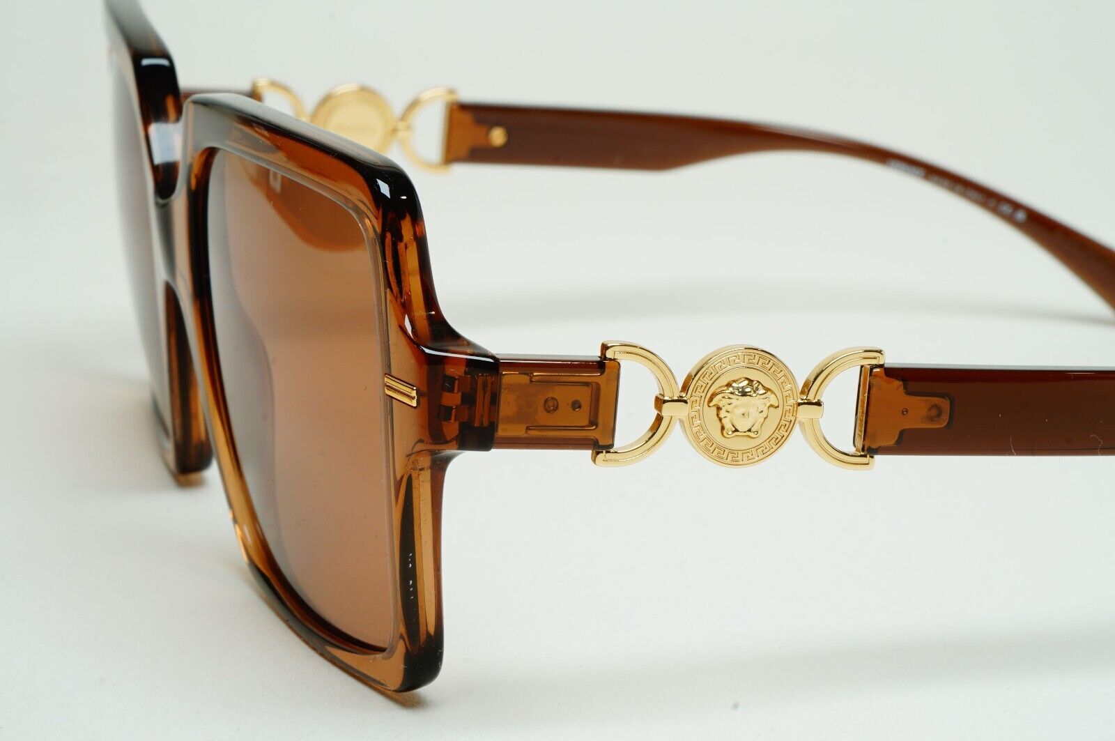 Versace Sunglasses Transparent Brown Gold Medusa Square MOD 4441 5028/O 55mm