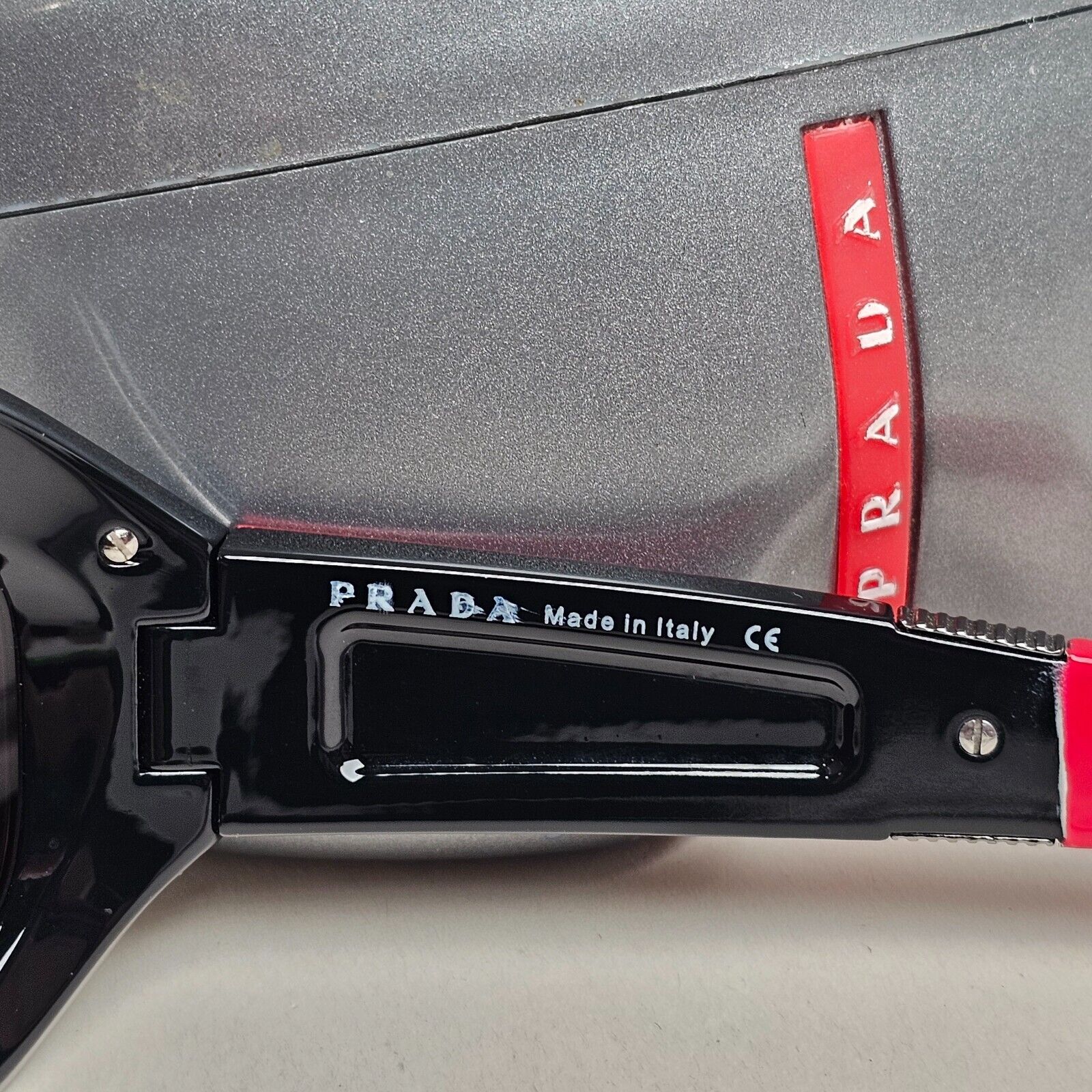 Prada Sunglasses 2006 Vintage Black Red Wrap Rossa PS01HS SPS 01H 7OV-1A1 070125