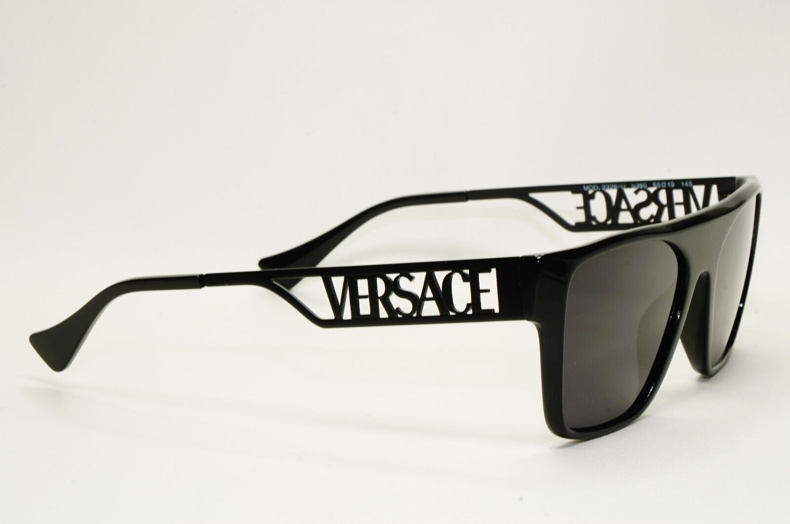 Versace Sunglasses Black Square Large Logo Letters MOD VE 3326-U 5380 55mm