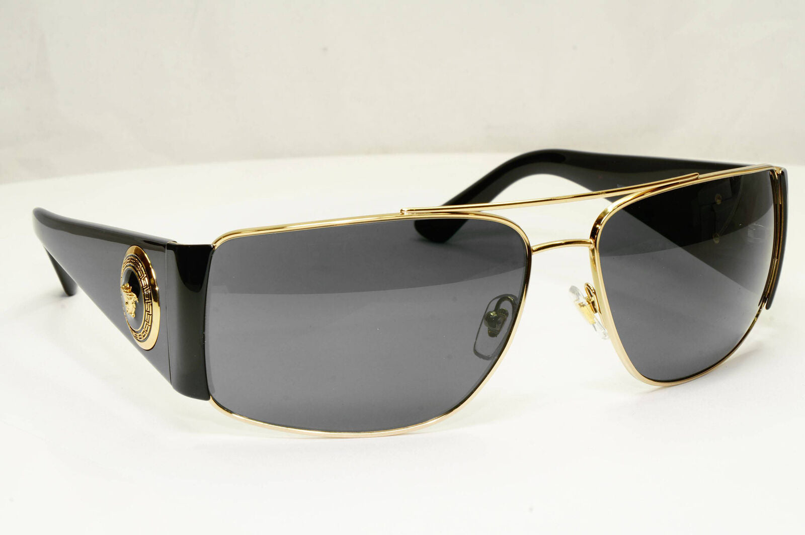 Versace Sunglasses Black Gold Medusa Square Metal MOD VE 2163 1002/87