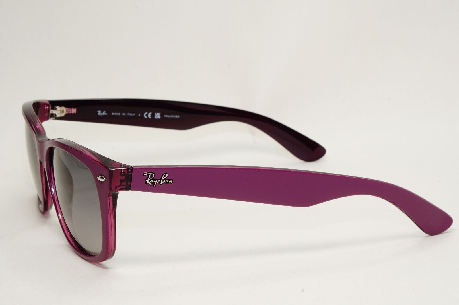 Ray-Ban Sunglasses Polarised New Wayfarer Grey Violet RB 2132 6606/M3 58mm Large