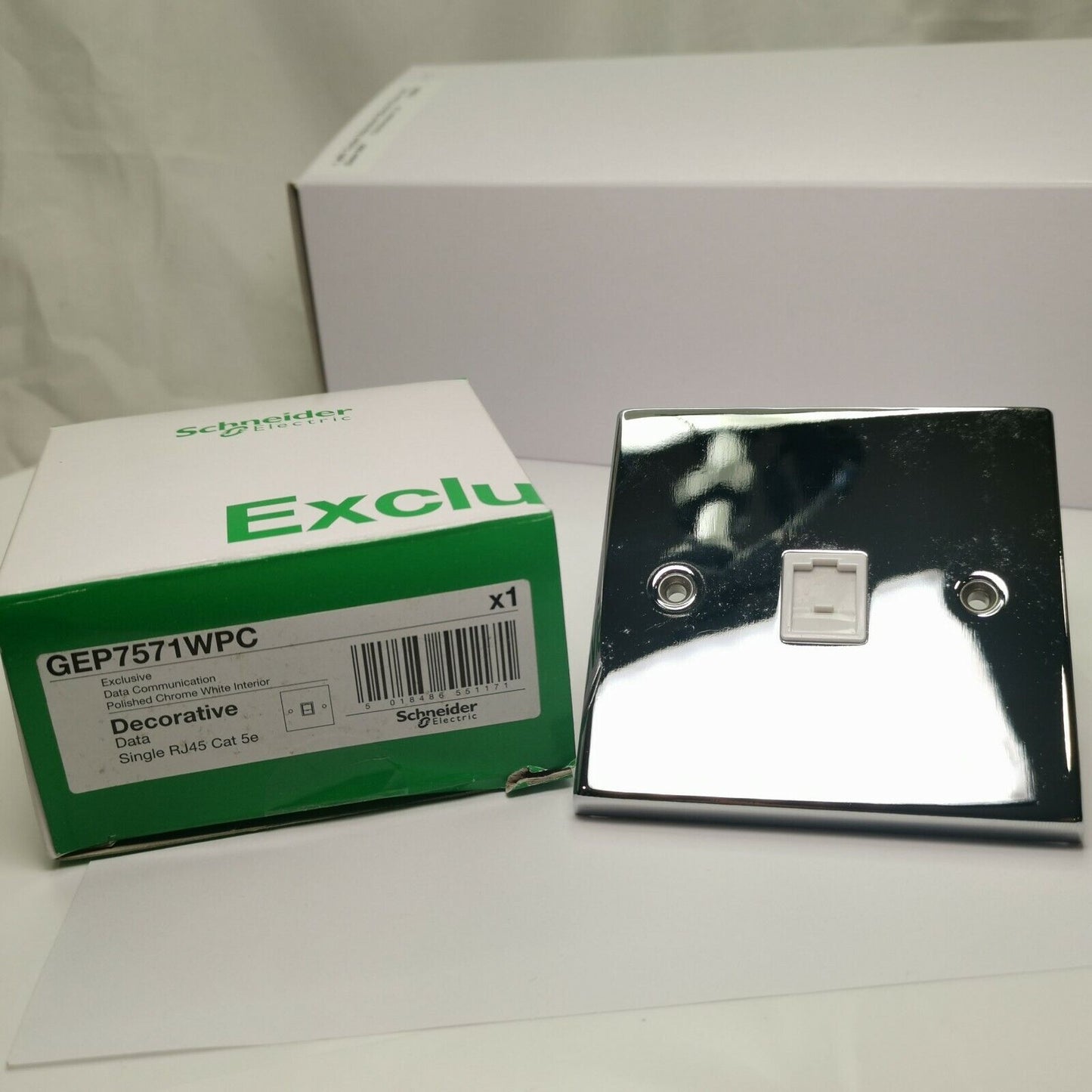 Schneider RJ45 CAT5 Internet Socket Silver Polished Chrome Data CAT5e GEP7571WPC