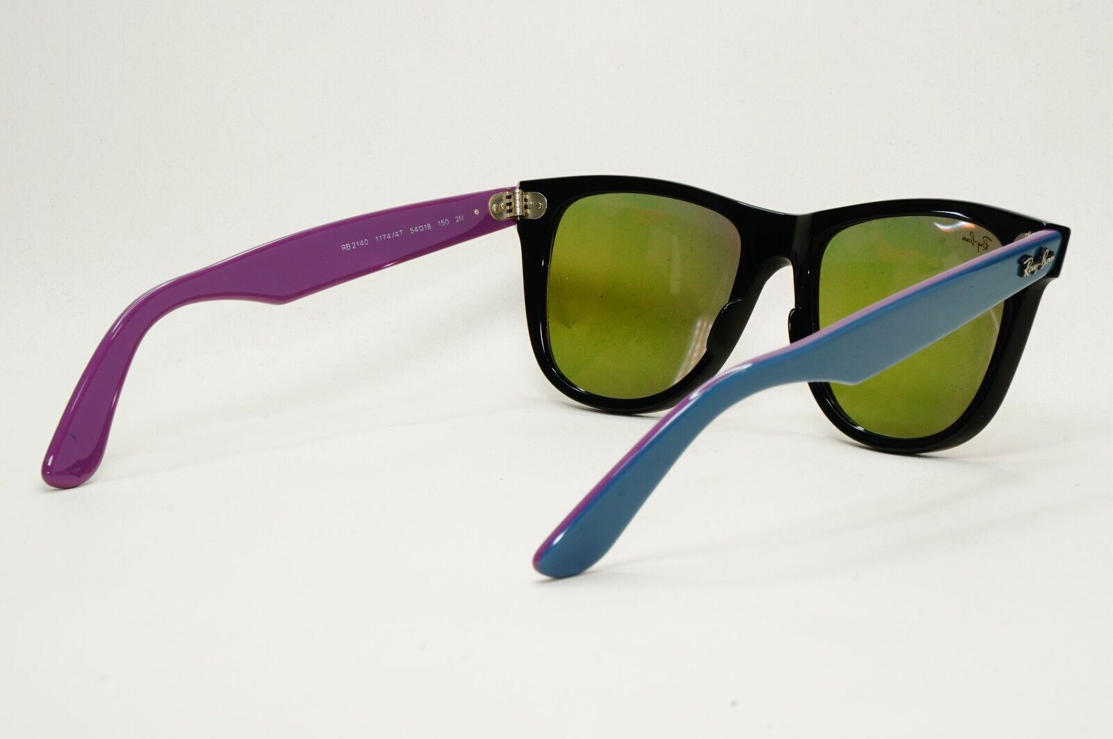 Ray-Ban Sunglasses Wayfarer Black Blue Mirror Violet Fuxia RB 2140 1174/4T 54mm