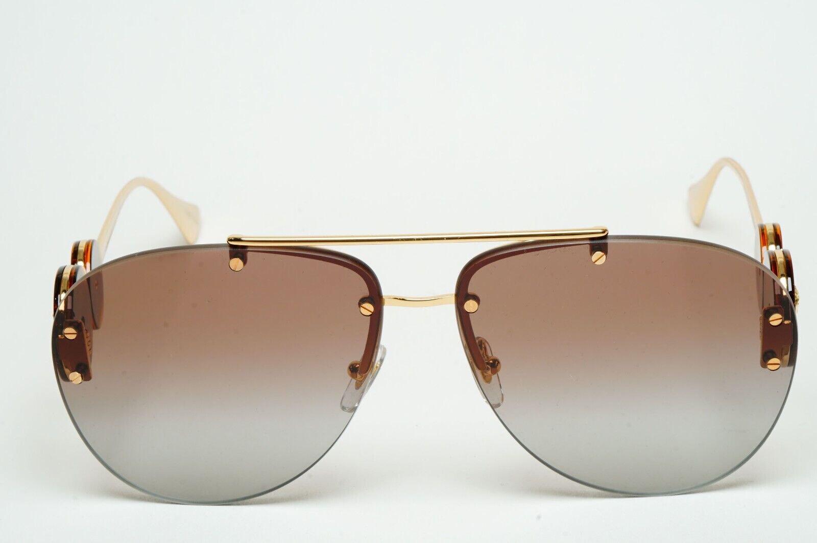 Versace Sunglasses Rimless Pilot Gold Medusa Brown MOD VE 2250 1488/89