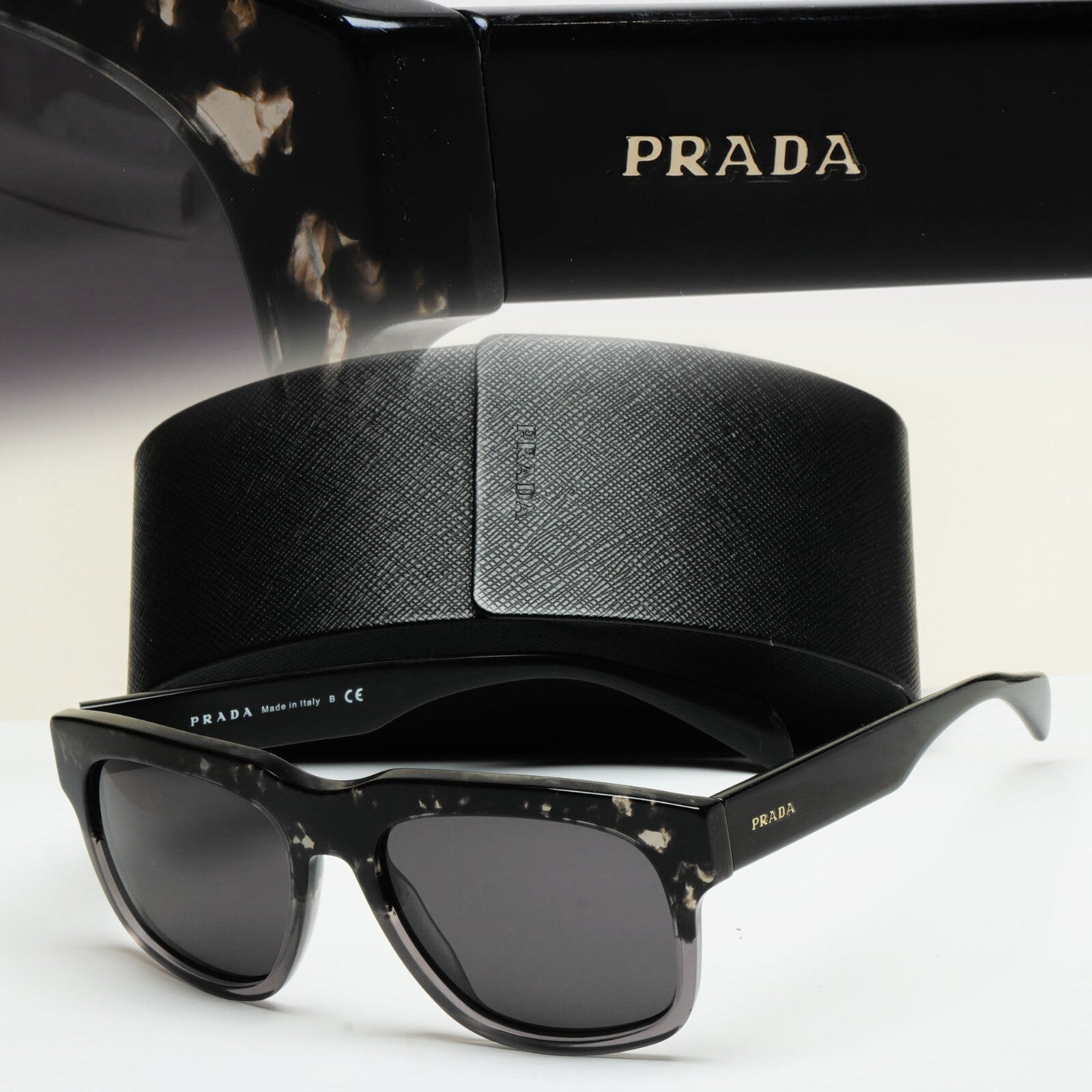 Prada Sunglasses 2013 Vintage Square Grey Black PR14QS SPR 14Q RO3-1A1 140325