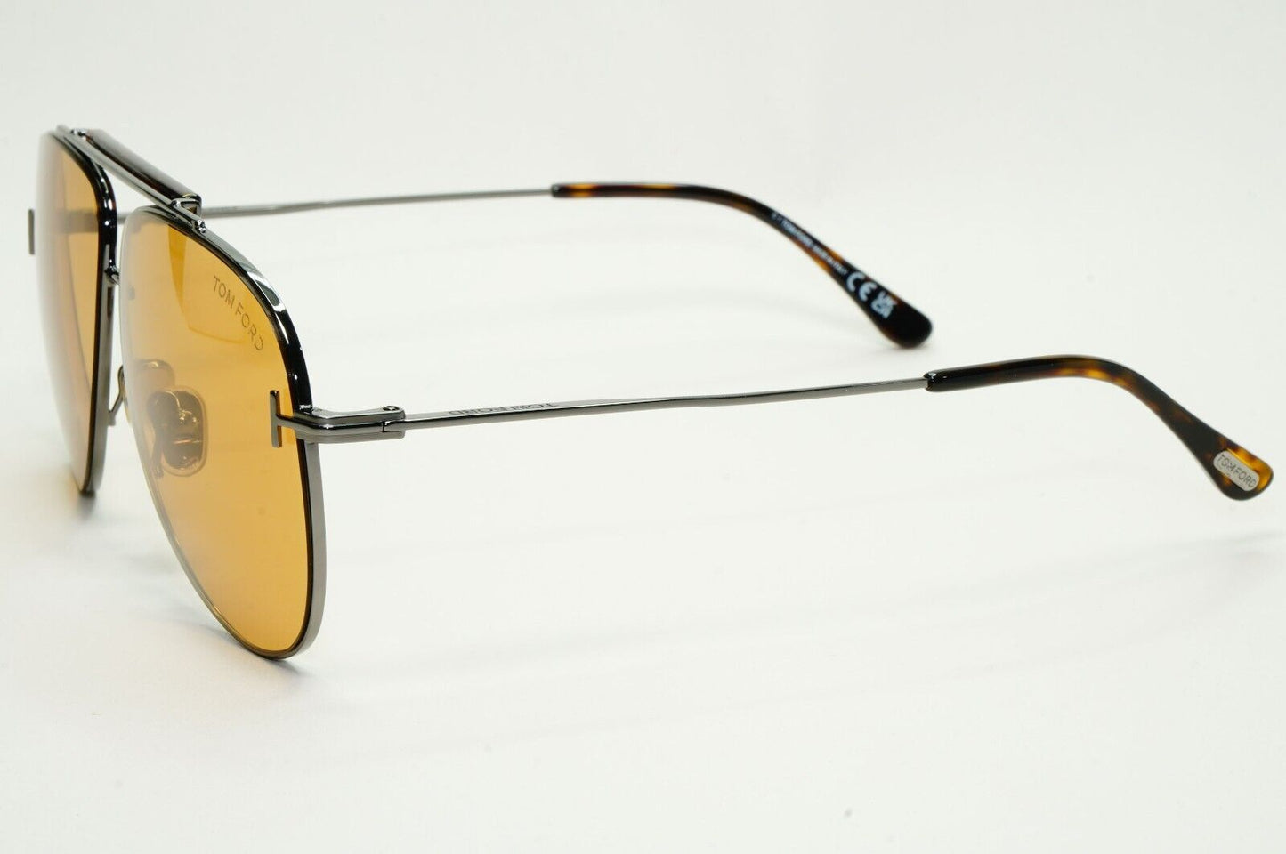 Tom Ford Sunglasses Brady Gunmetal Pilot Brown Large Metal FT1018 TF 1018 08E