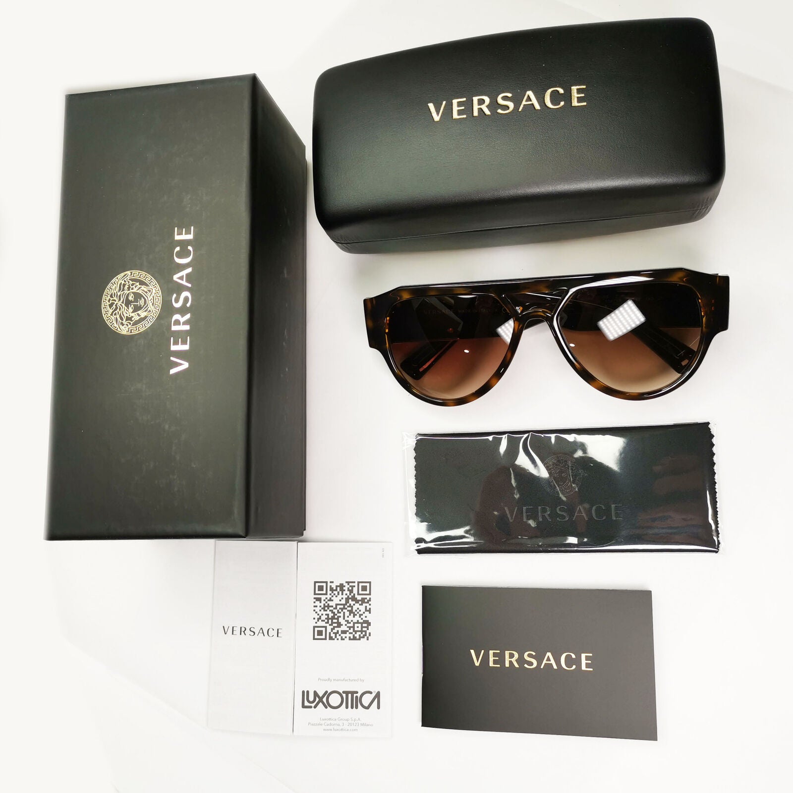 Versace Sunglasses Gold Medusa Brown Tortoiseshell Square MOD VE 4401 108/13