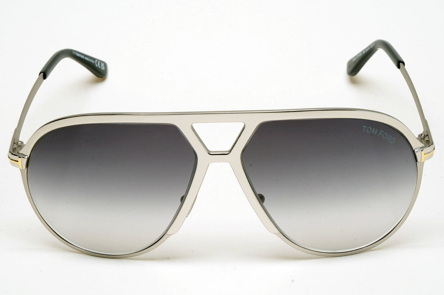 Tom Ford Sunglasses Xavier Silver Grey Gradient Large Pilot Metal TF 1060 16B A