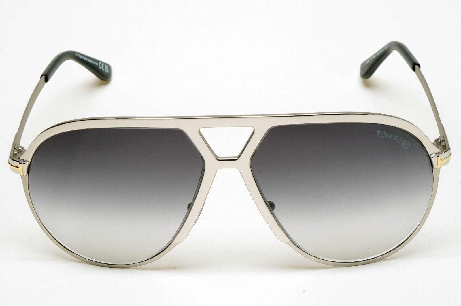 Tom Ford Sunglasses Xavier Silver Grey Gradient Large Pilot Metal TF 1060 16B A