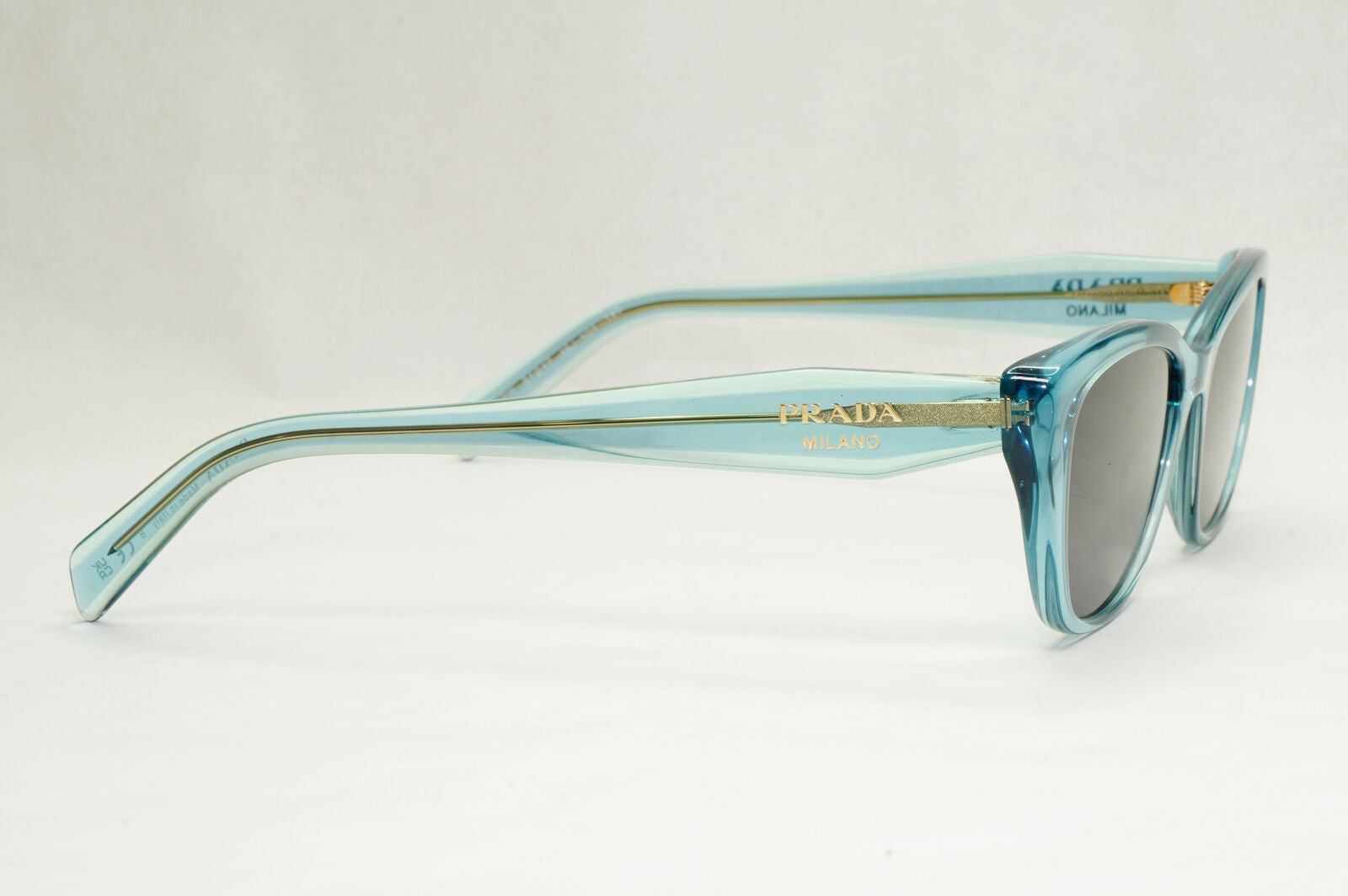 Prada Sunglasses Turquoise Transparent Black Square PR19WV VPR 19W 16J-1O1 51mm