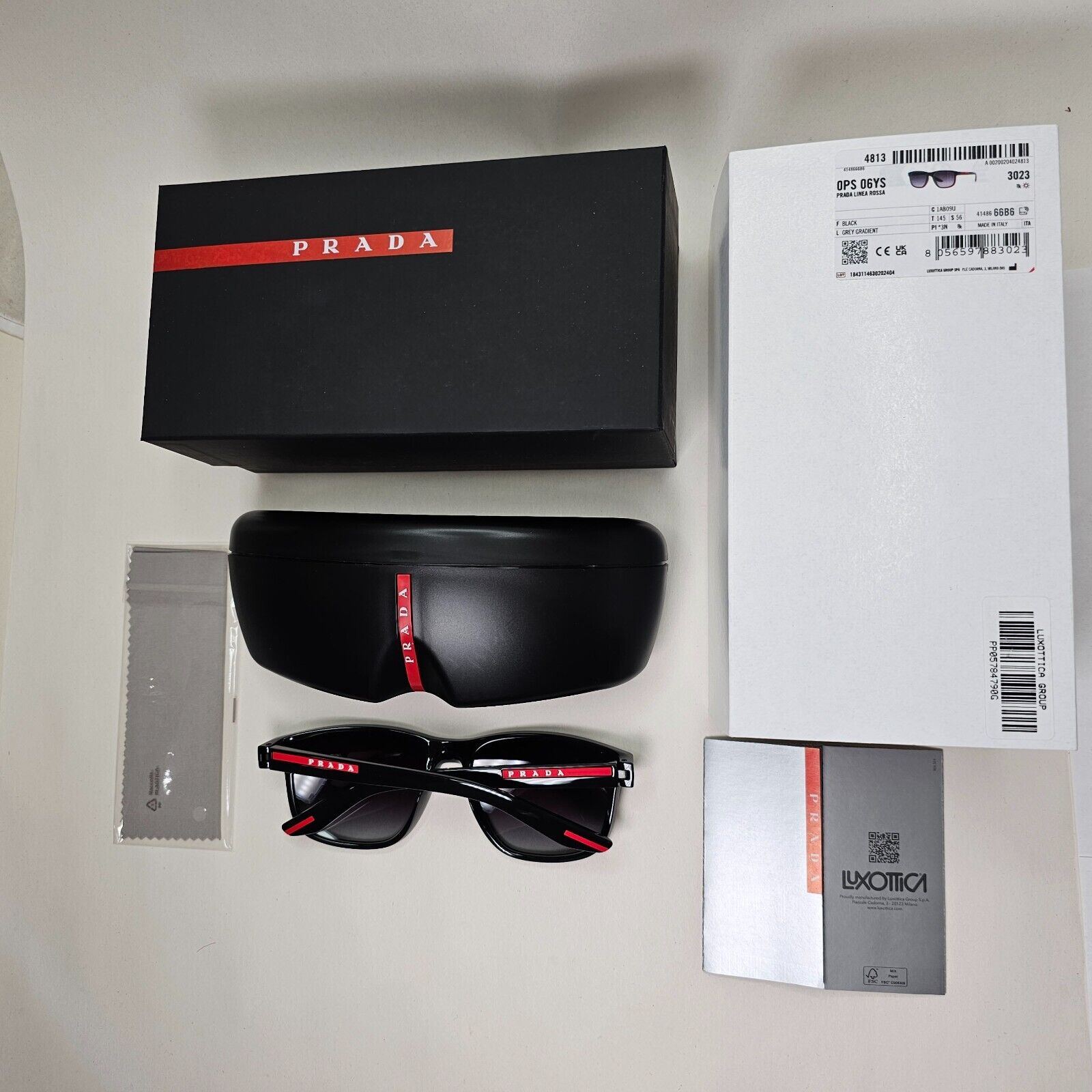 Prada Sunglasses Black Glossy Square Grey Gradient PS06YS SPS 06Y 1AB-09U 56mm