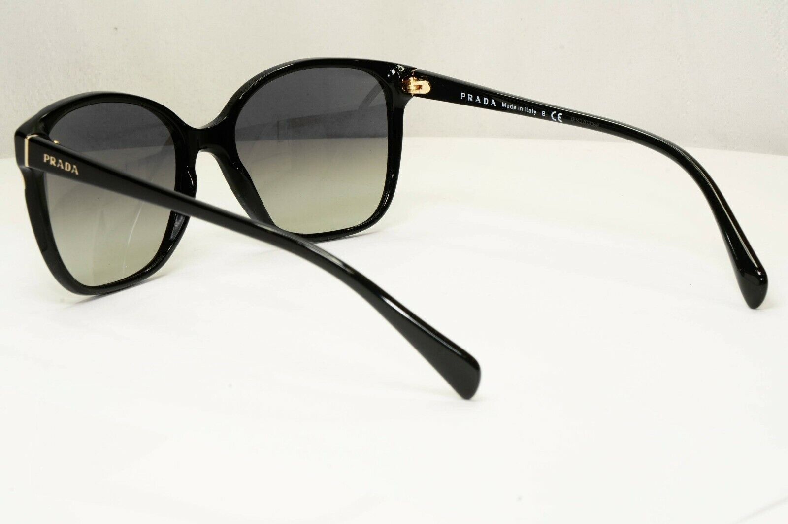 Prada Sunglasses Black Gold Grey Gradient Fade Square Fashion SPR 01O 1AB-3M1