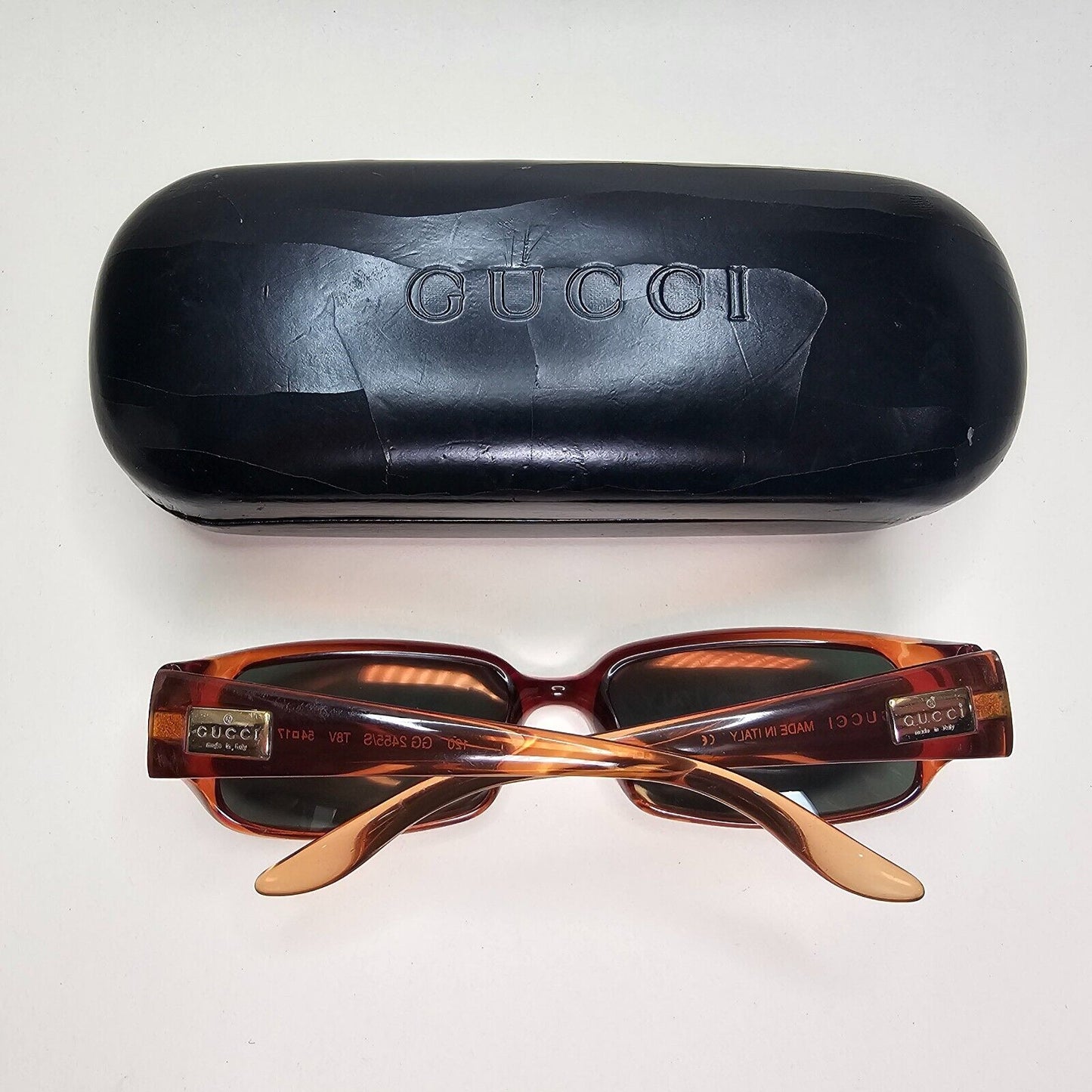 Gucci Sunglasses 1999 Vintage Brown Honey Green Rectangle GG 2455/S T8V 131024