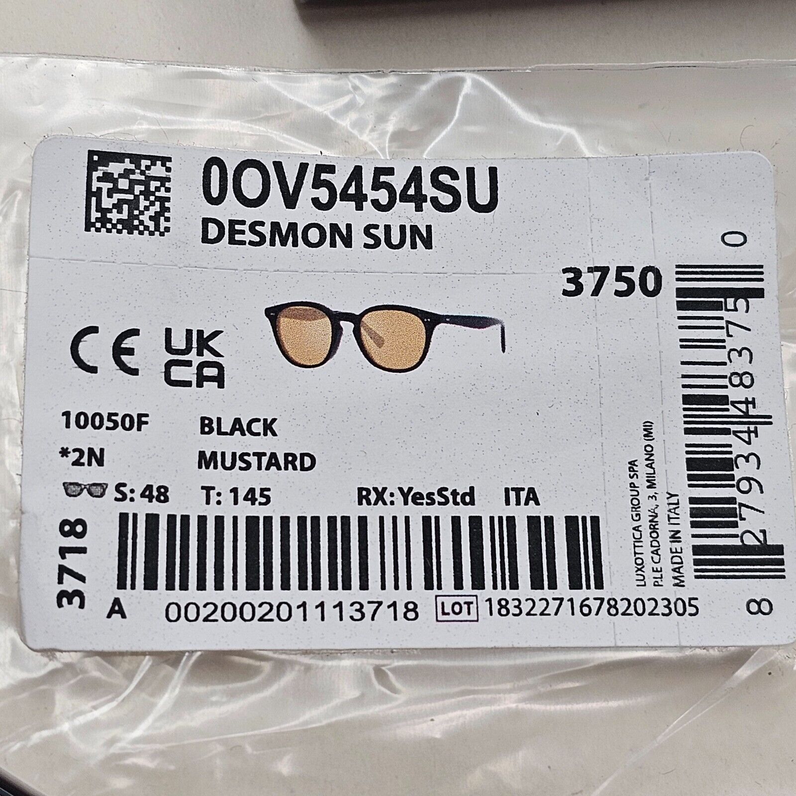 Oliver Peoples Desmon Sunglasses Black Yellow Mustard OV 5454SU 1005/0F 48mm