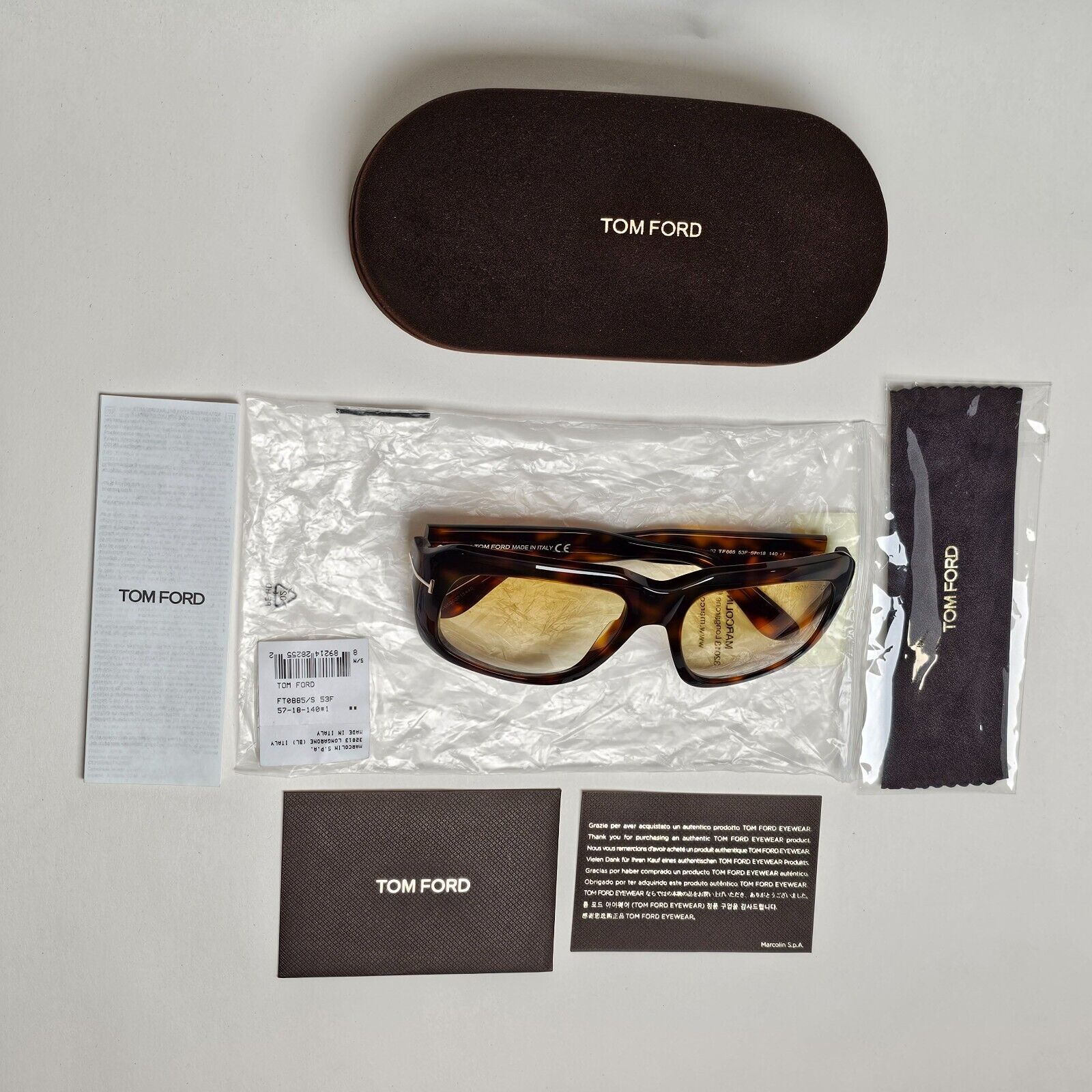 Tom Ford Sunglasses Bailey-02 Brown Tortoiseshell Yellow FT0885 TF 885 53F