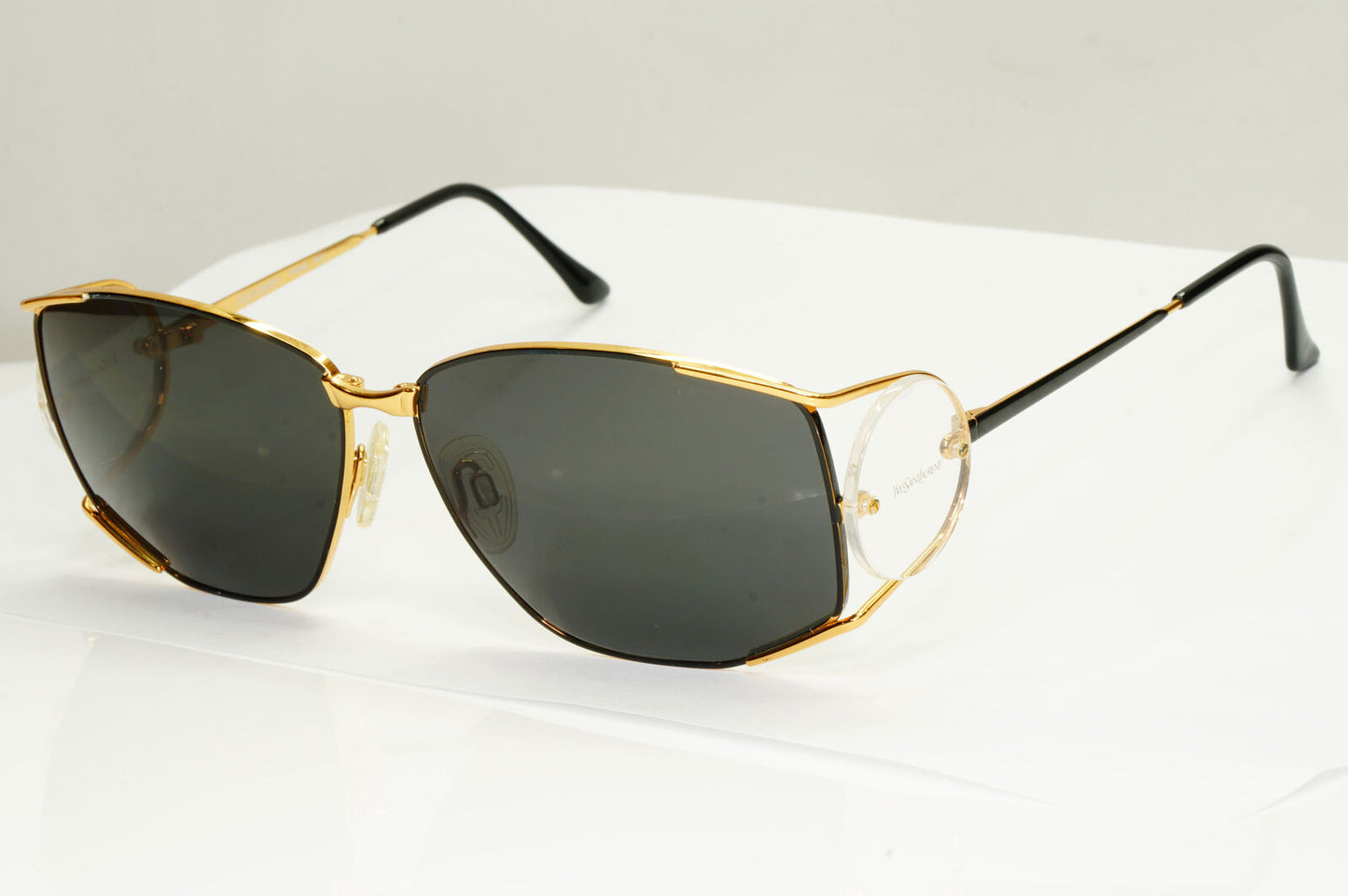 YSL 1988 Sunglasses Vintage Yves Saint Laurent Side Window Black Gold 4013 Y104