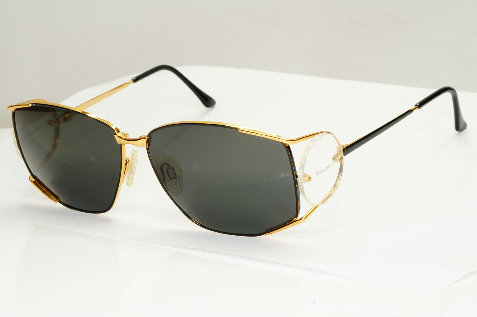 YSL 1988 Sunglasses Vintage Yves Saint Laurent Side Window Black Gold 4013 Y104