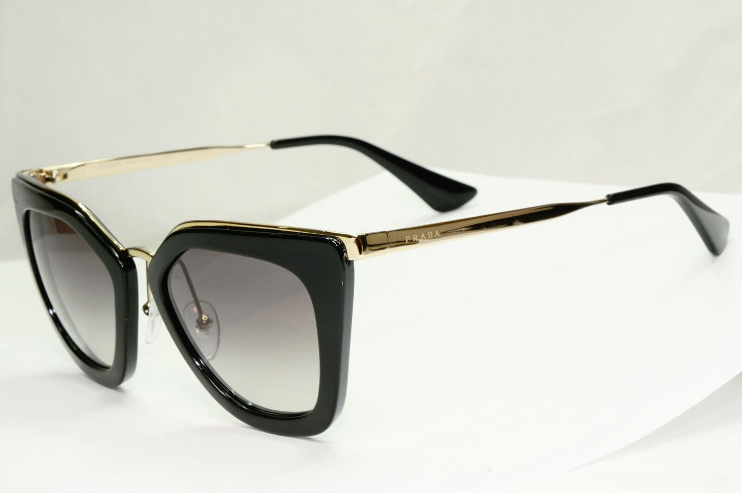 Prada Cinema Black Sunglasses Gold Square Gradient Grey PR53SS SPR 53S 1AB-0A7