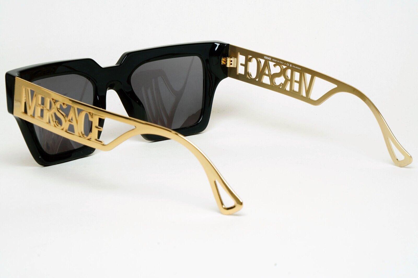 Versace Sunglasses Polarized Black Gold Square Grey MOD VE 4431 GB1/81 50mm