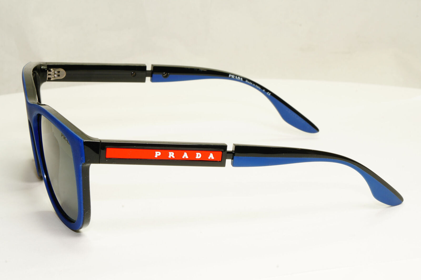 Prada Sunglasses Blue Black Square Red Stripe Mens SPS 04X 02S-06F PS04XS