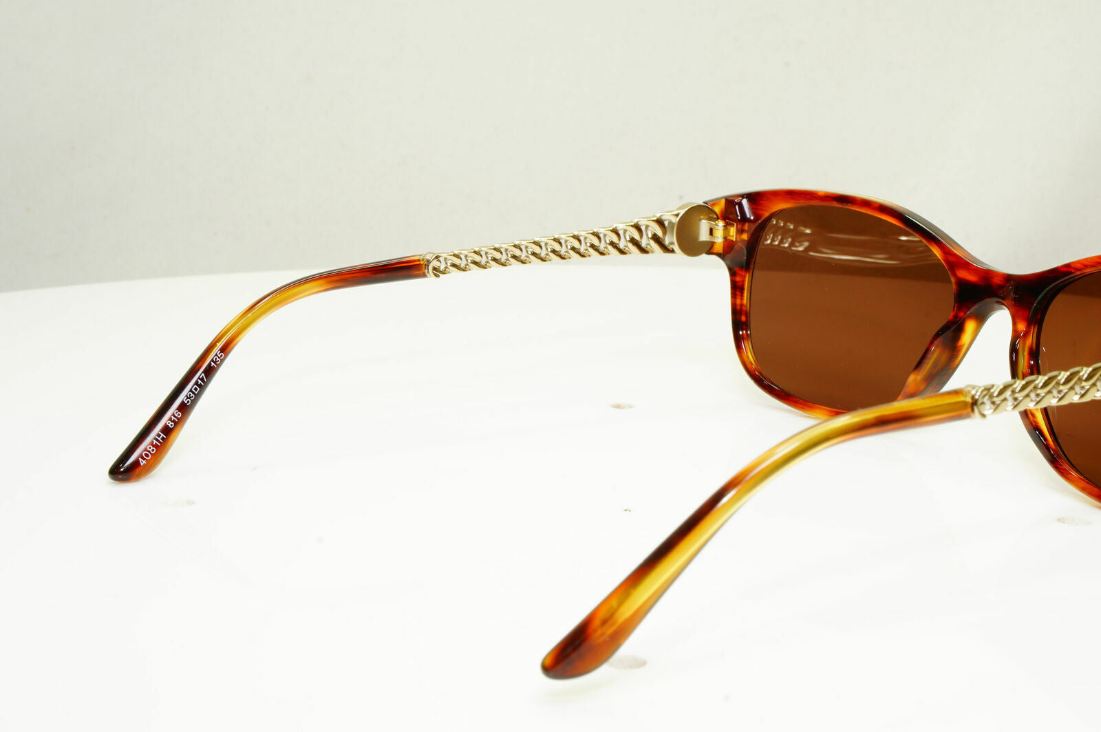 Bvlgari Gold Pearl Sunglasses Brown Rectangle Chain Womens 4081 816 30416