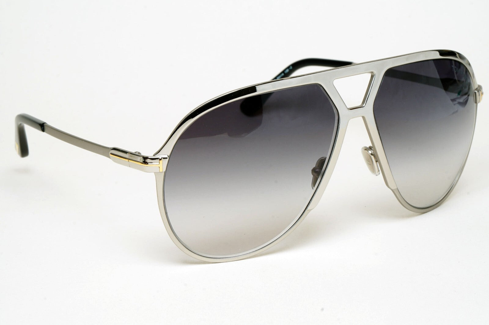 Tom Ford Sunglasses Xavier Silver Grey Gradient Large Pilot Metal TF 1060 16B A