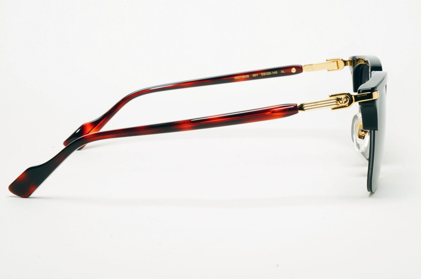 Gucci Sunglasses Gold Black Semi Rimless Square GG1363S 001 XL 53mm Japan