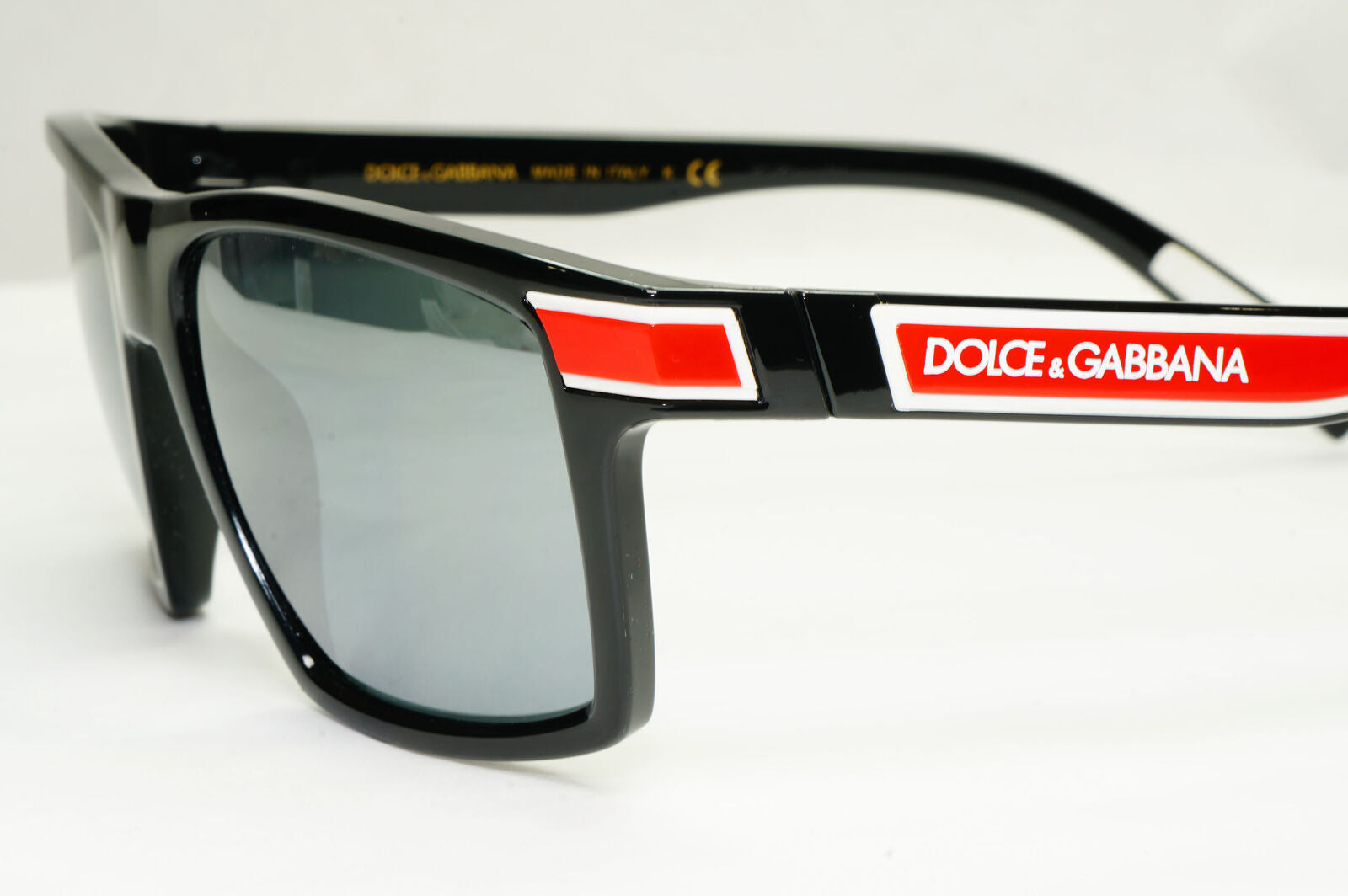 Dolce & Gabbana Sunglasses Black Grey Mirror Red White Square D&G DG 6160 501/6G