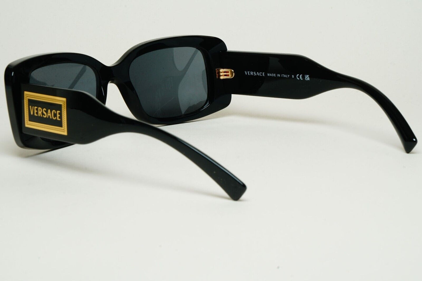 Versace Sunglasses Black Gold Square Dark Grey MOD VE 4377 GB1/87 52mm