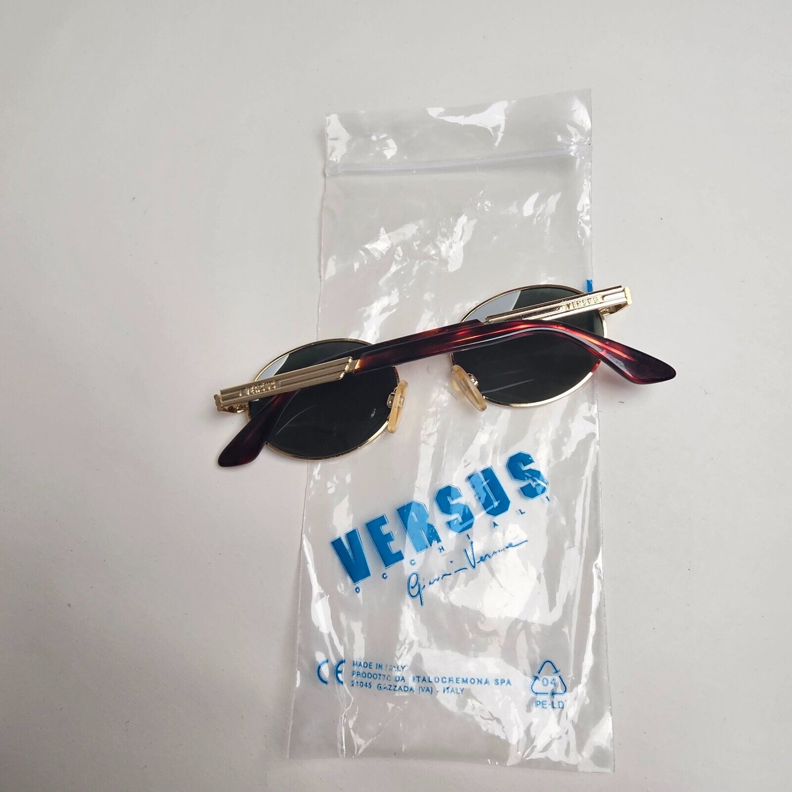 Versus Sunglasses 1996 by Gianni Versace Vintage Gold Green Oval MOD F07 COL 030