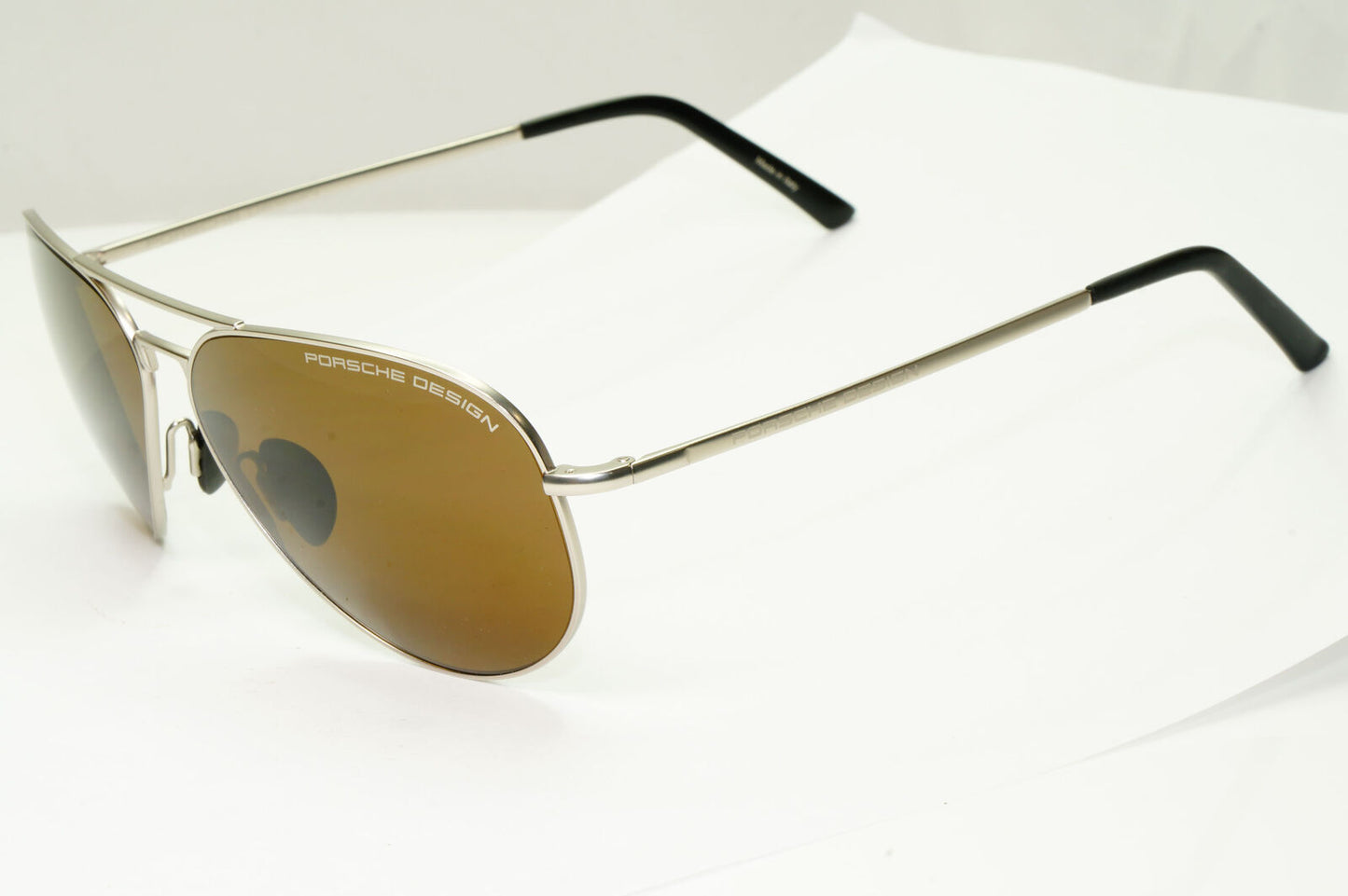Porsche Design Polarised Sunglasses Brown Pilot Palladium Silver P8508 M 60mm