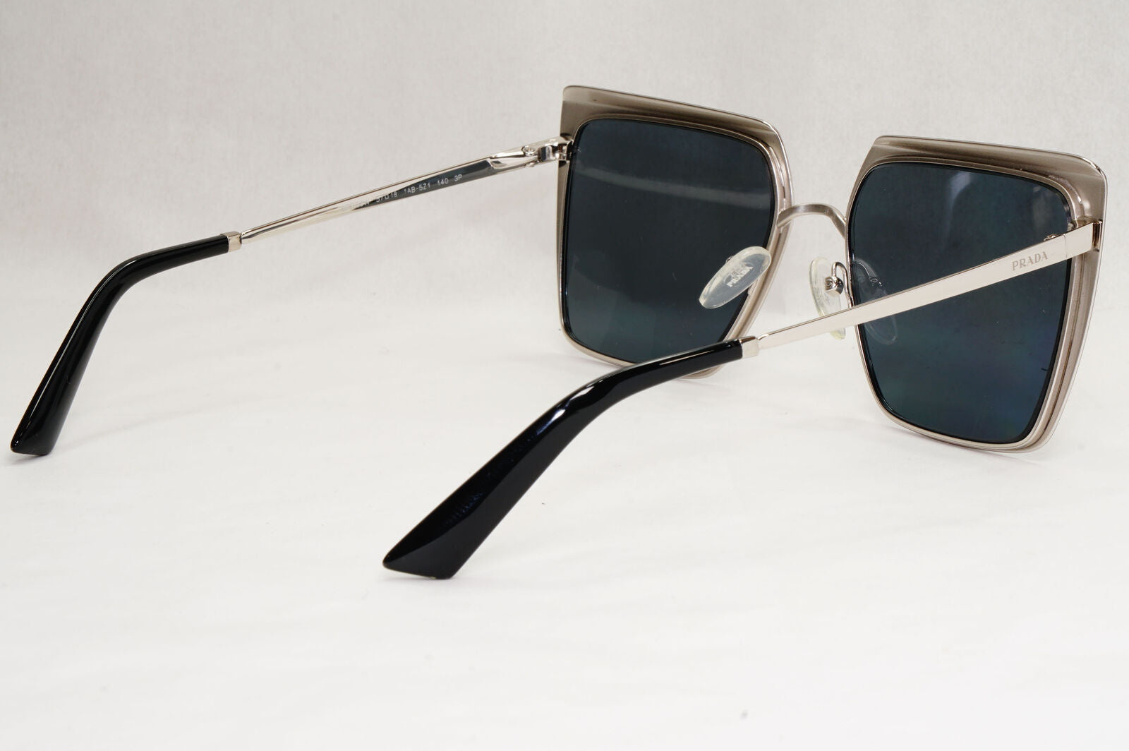 Prada Sunglasses Polarized Black Grey Square Metal PR58WS SPR 58W 1AB-5Z1 57mm
