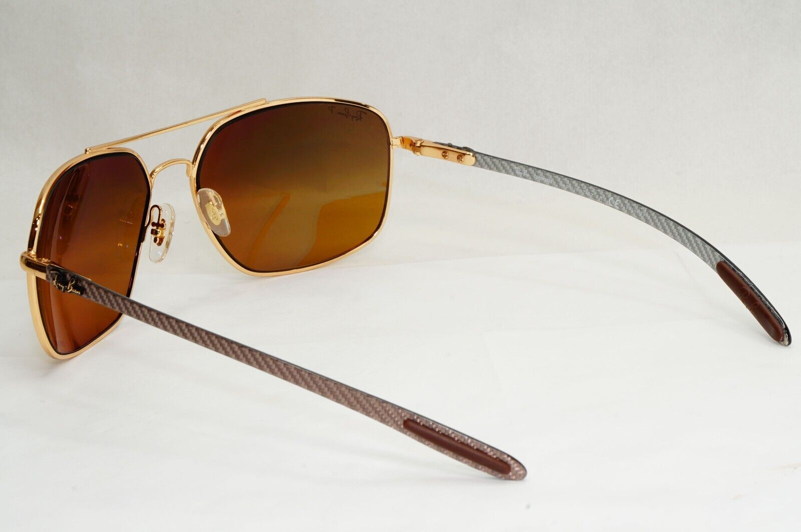 Ray-Ban Sunglasses Carbon Fibre Gold Chromance Polarized Brown RB 8332 CH 001/A3
