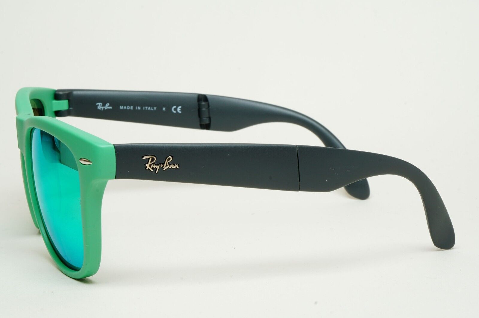 Ray-Ban Sunglasses Folding Wayfarer Green Mirror Black RB 4105 6021/19 54mm