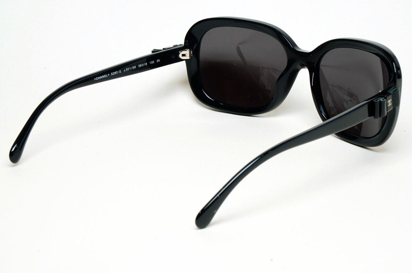 Chanel Sunglasses Leather Bow Black Glossy Square 5280-Q c501/S6 261124
