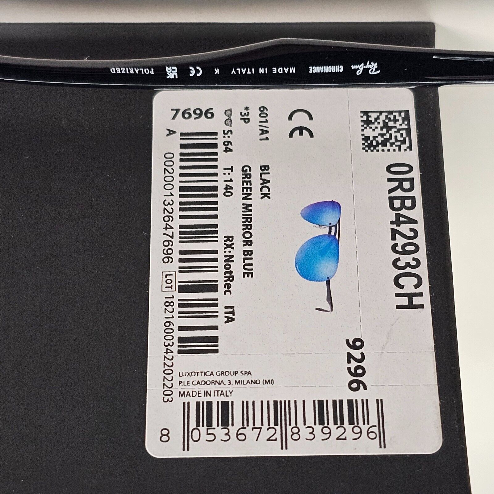 Ray-Ban Sunglasses Chromance Blue Mirror Polarised Pilot Wrap RB 4293-CH 601/A1