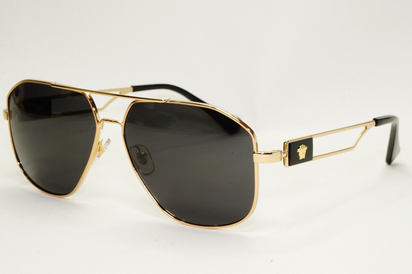 Versace Sunglasses Navigator Black Gold Pilot Metal Medusa MOD VE 1287 1002 59mm