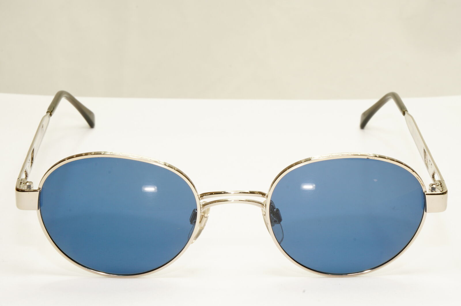 Emporio Armani Sunglasses 1997 Vintage Silver Round Blue Eagle 023-S 707/25 XL