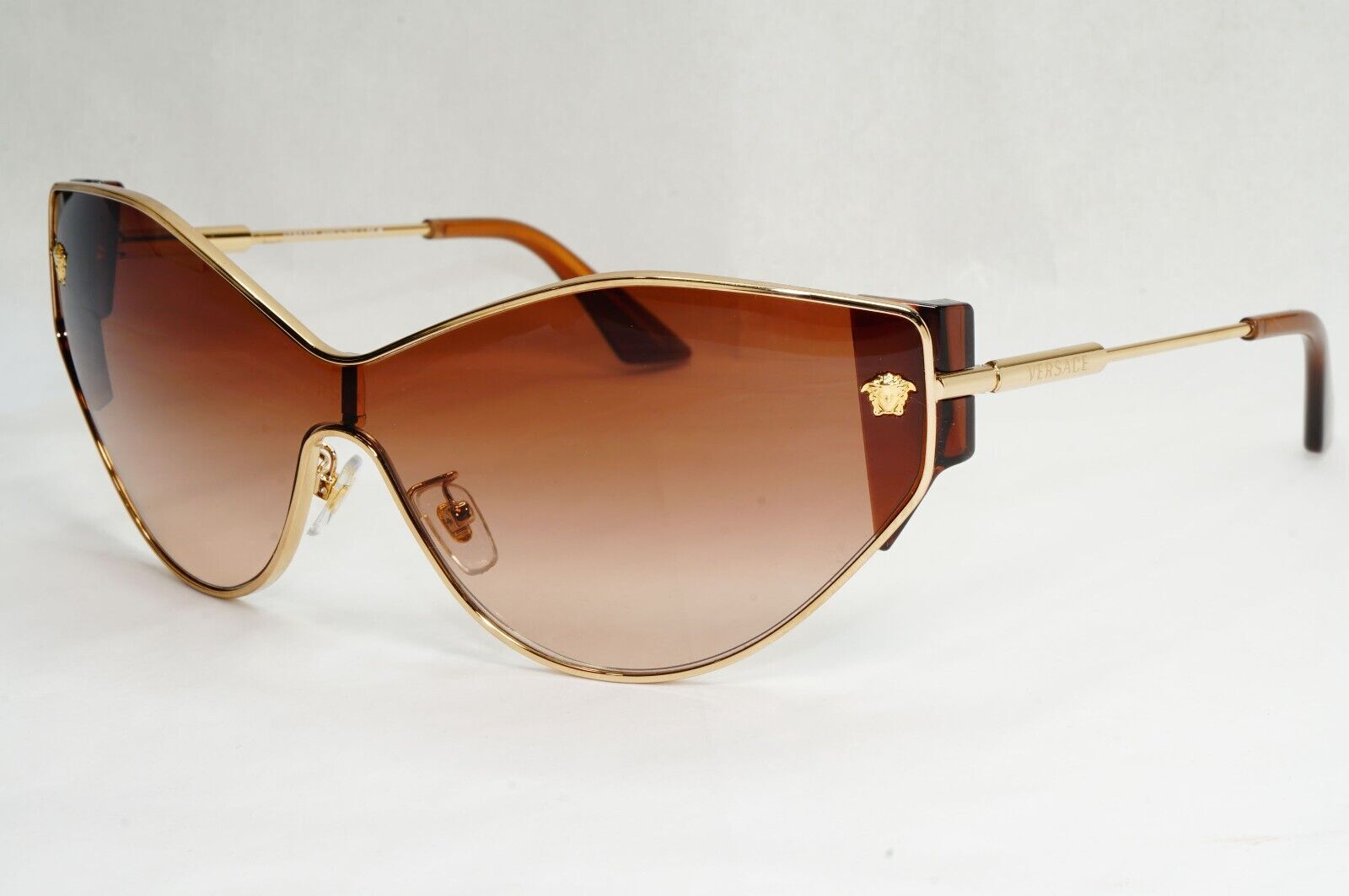 Versace Sunglasses Gold Brown Shield Gradient Metal MOD VE 2239 1002/13