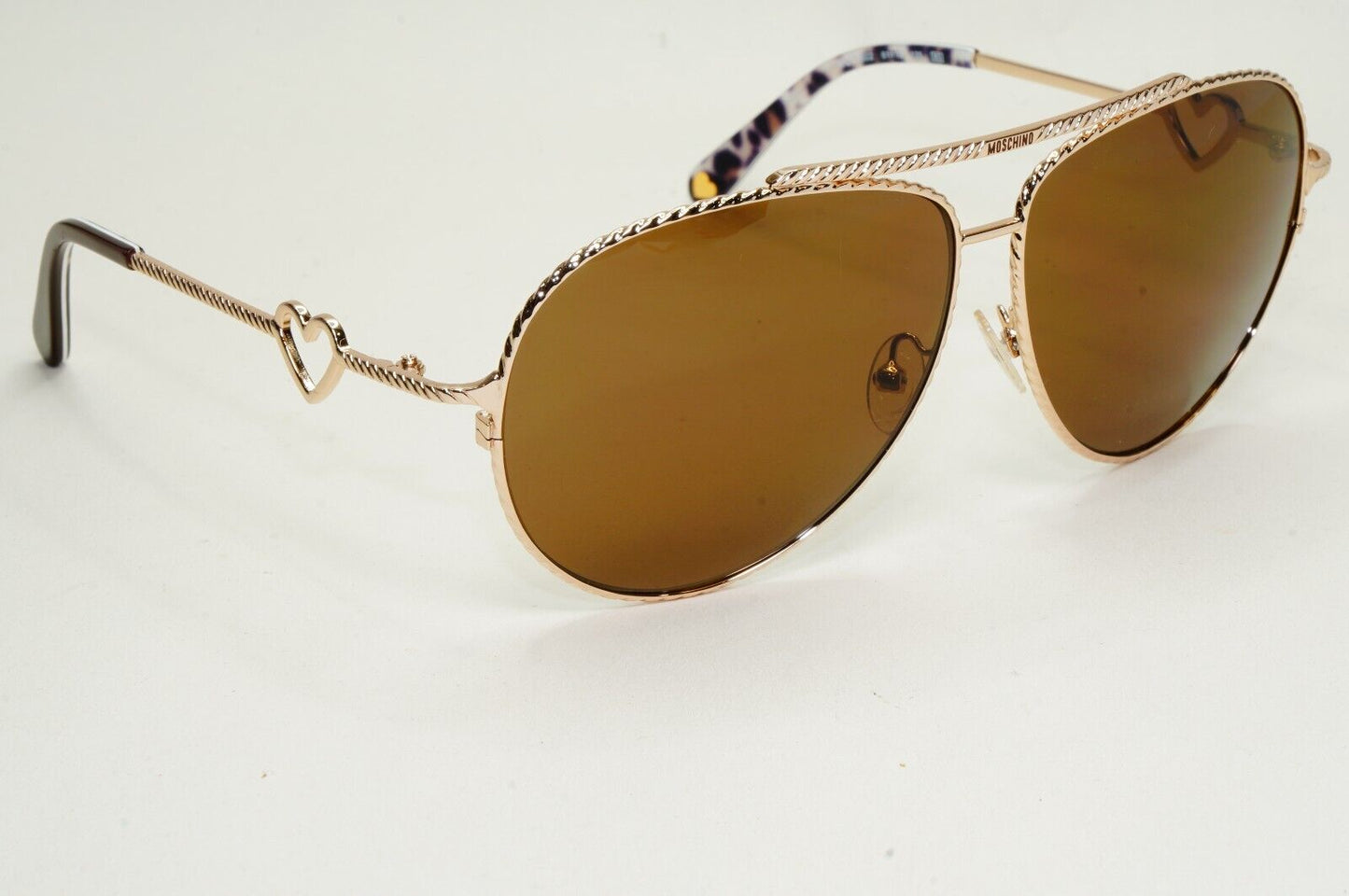 Moschino Sunglasses 2005 Vintage Gold Brown Pilot Heart Unisex MO538 02 101124