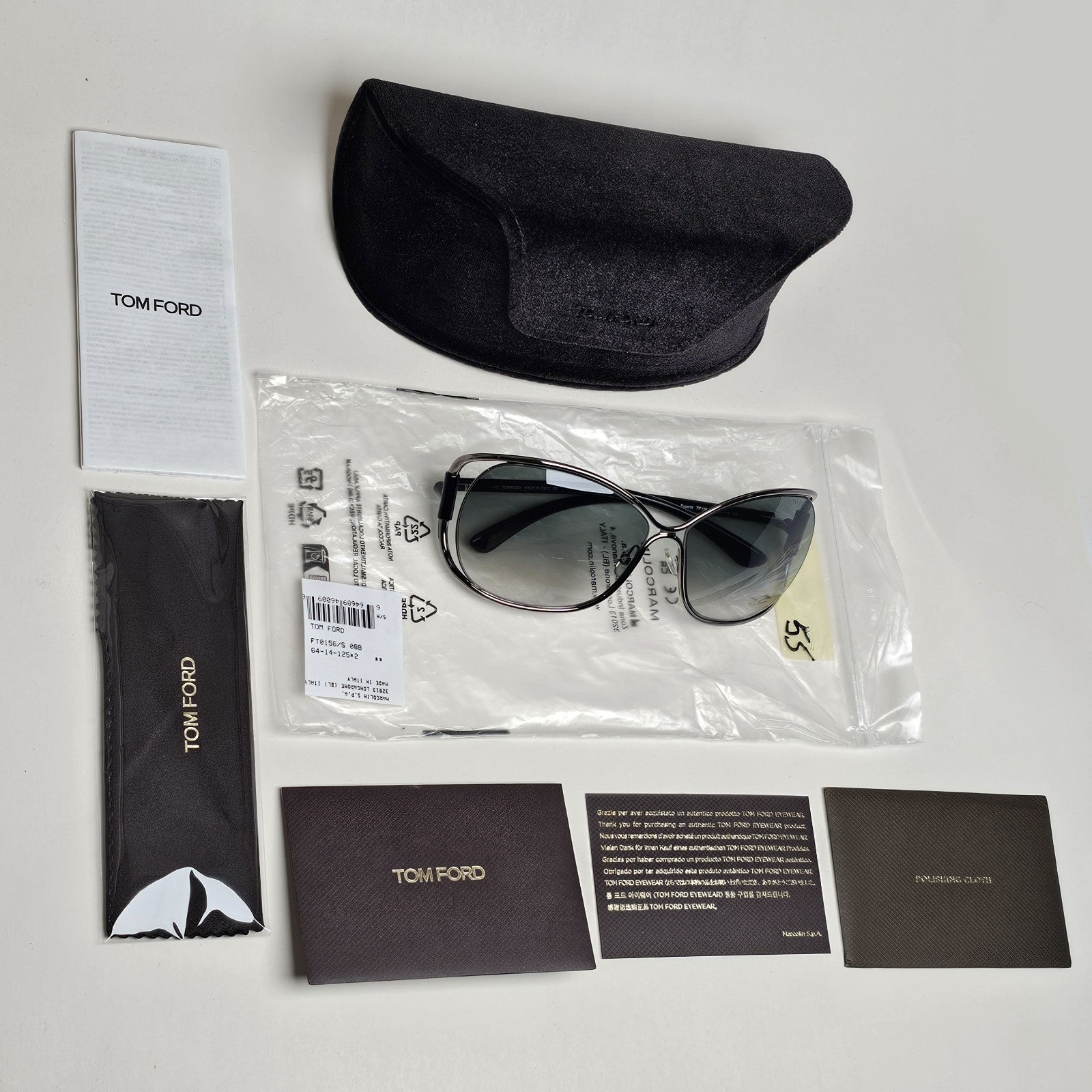 Tom Ford Sunglasses Eugenia Gunmetal Black Grey Gradient FT0156 TF 156 08B