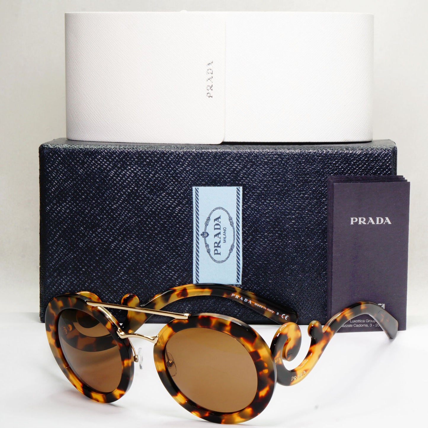 Prada Sunglasses Baroque Swirl Bridge Round Brown PR13SS SPR 13S 7S0-0A7 191223