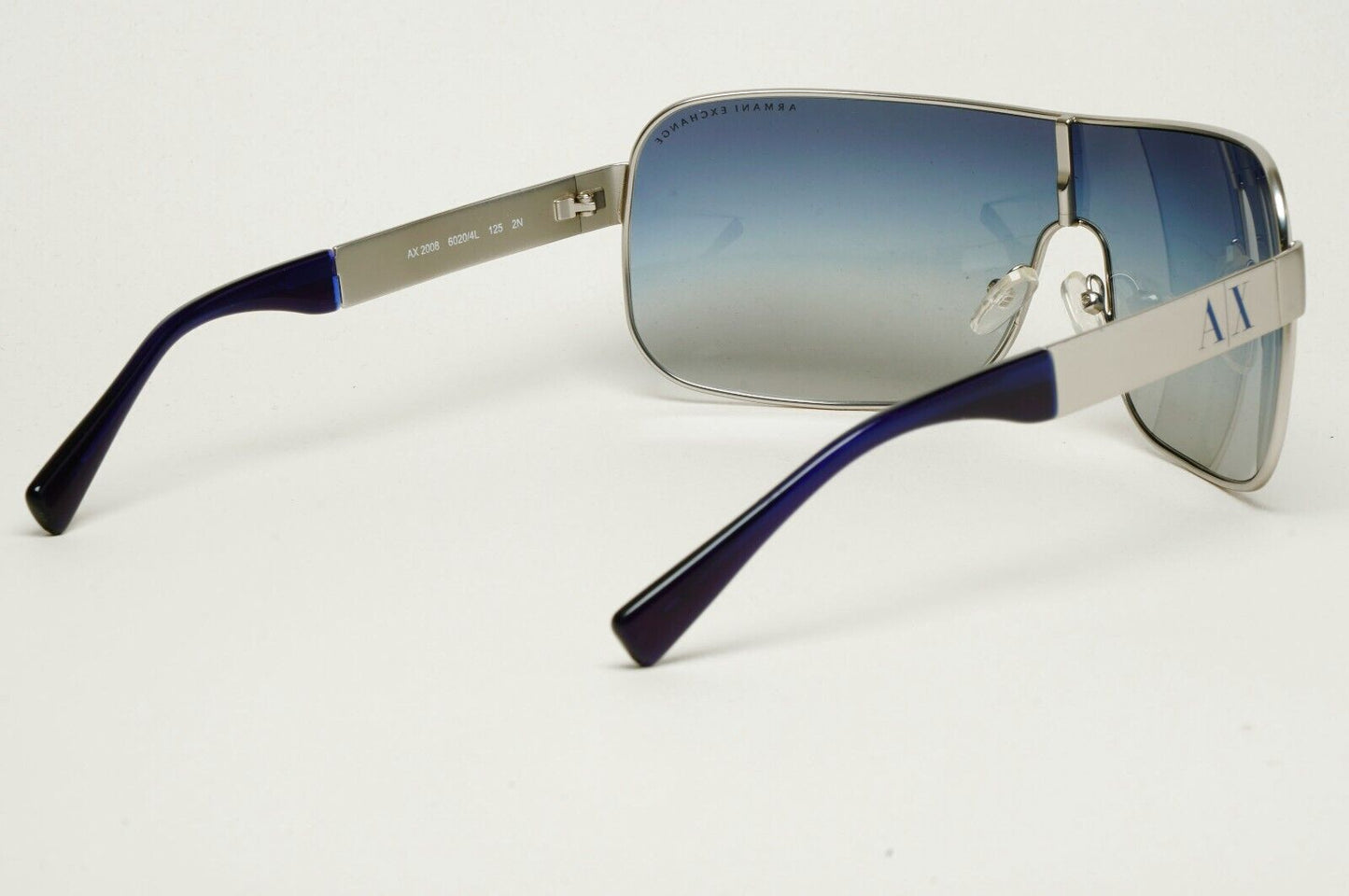Armani Exchange Sunglasses 2015 Silver Blue Shield AX 2008 6020/4L [b] 221124