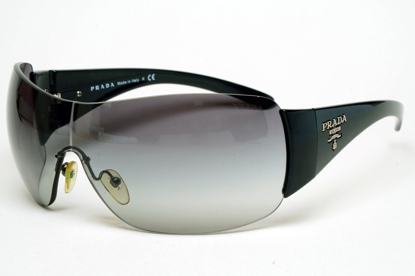 Prada Sunglasses 2012 Black Grey Wrap Shield PR22MS SPR 22M 1AB-3M1 130225