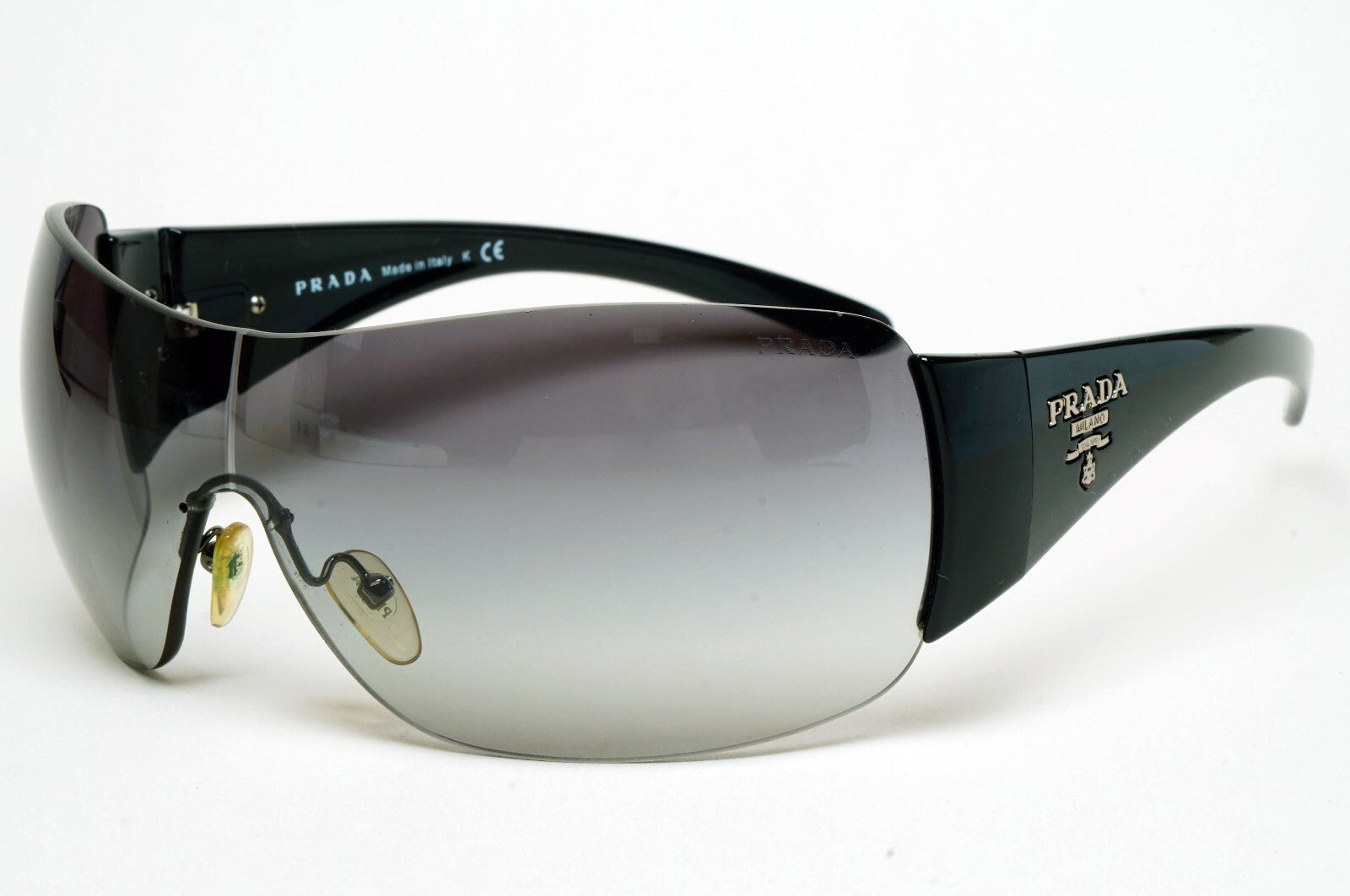 Prada Sunglasses 2012 Black Grey Wrap Shield PR22MS SPR 22M 1AB-3M1 130225