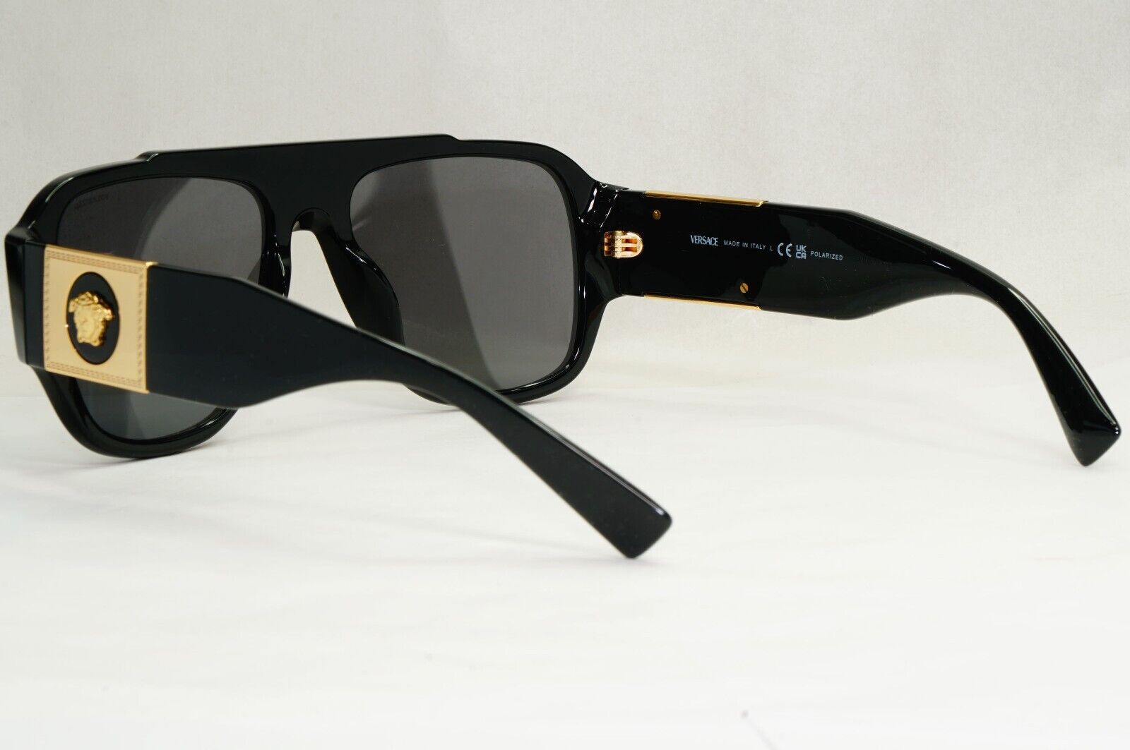 Versace Sunglasses Polarized Black Gold Medusa Square Biggie MOD VE 4436U GB1/81